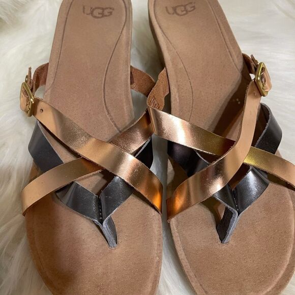 UGG gold wedge cork sandals, size 10‎ - Picture 3 of 13